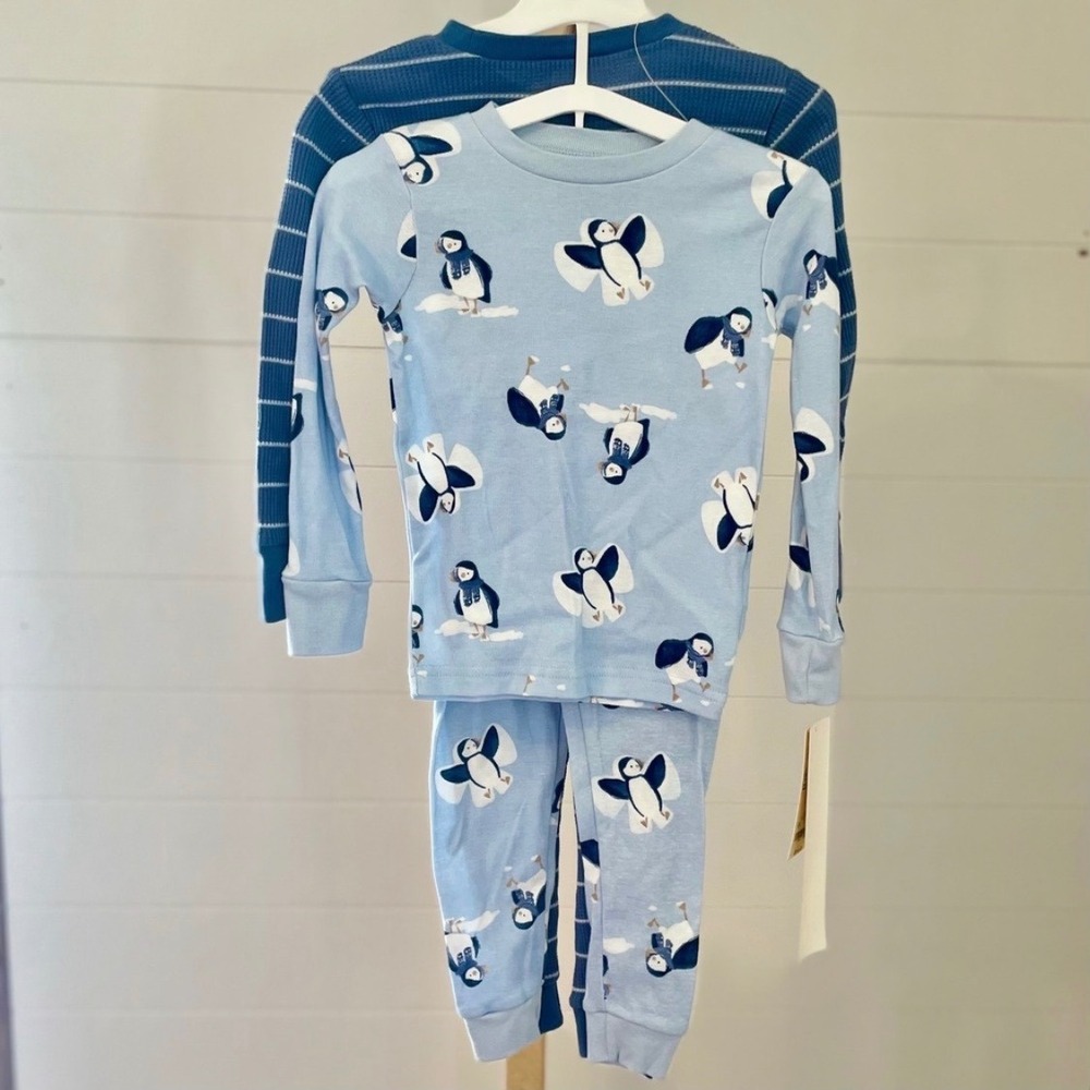 Carters Just One You Kids 2t Blue‎ Penguin Pajama Set Long Sleeve Pants